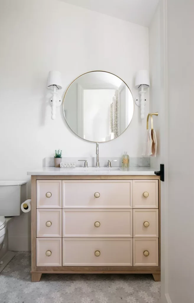 Pink Vanity With Marble Top